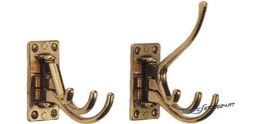 Kleiderhaken Messing - Grundplatte 73x36mm | Ausführung: drei Haken